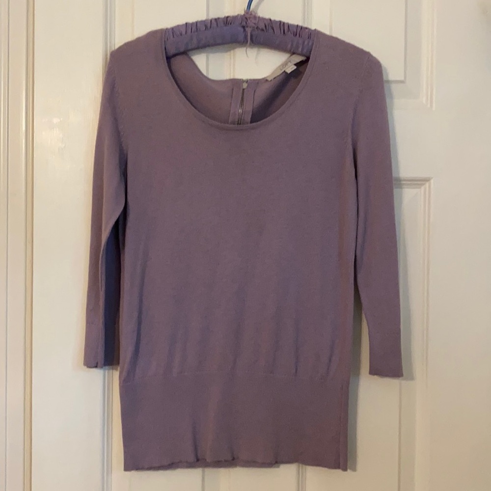 Loft light purple 3/4 sleeve sweater
